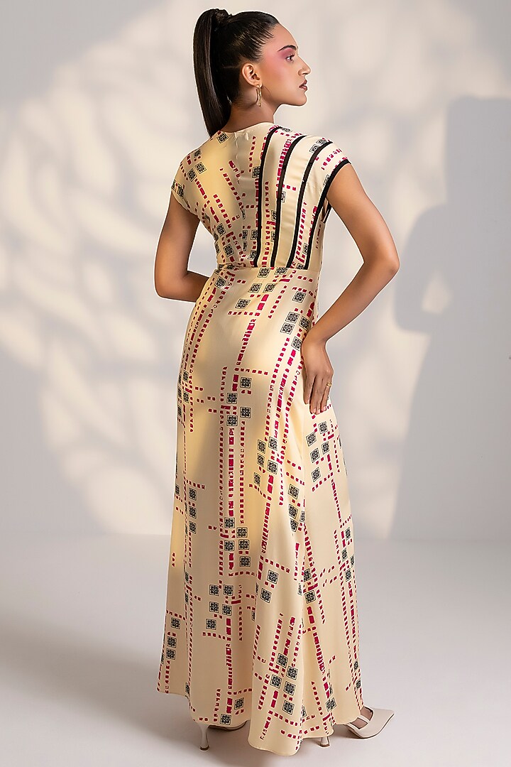 Light Yellow Printed Slit Vacation Dress by Arakne at Pernia's Pop Up Shop