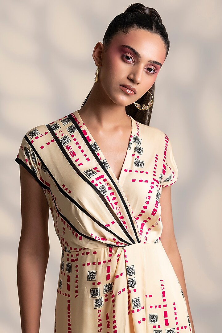 Light Yellow Printed Slit Vacation Dress by Arakne at Pernia's Pop Up Shop