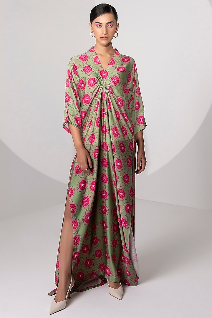Multi-Colored Printed Maxi Dress by Arakne