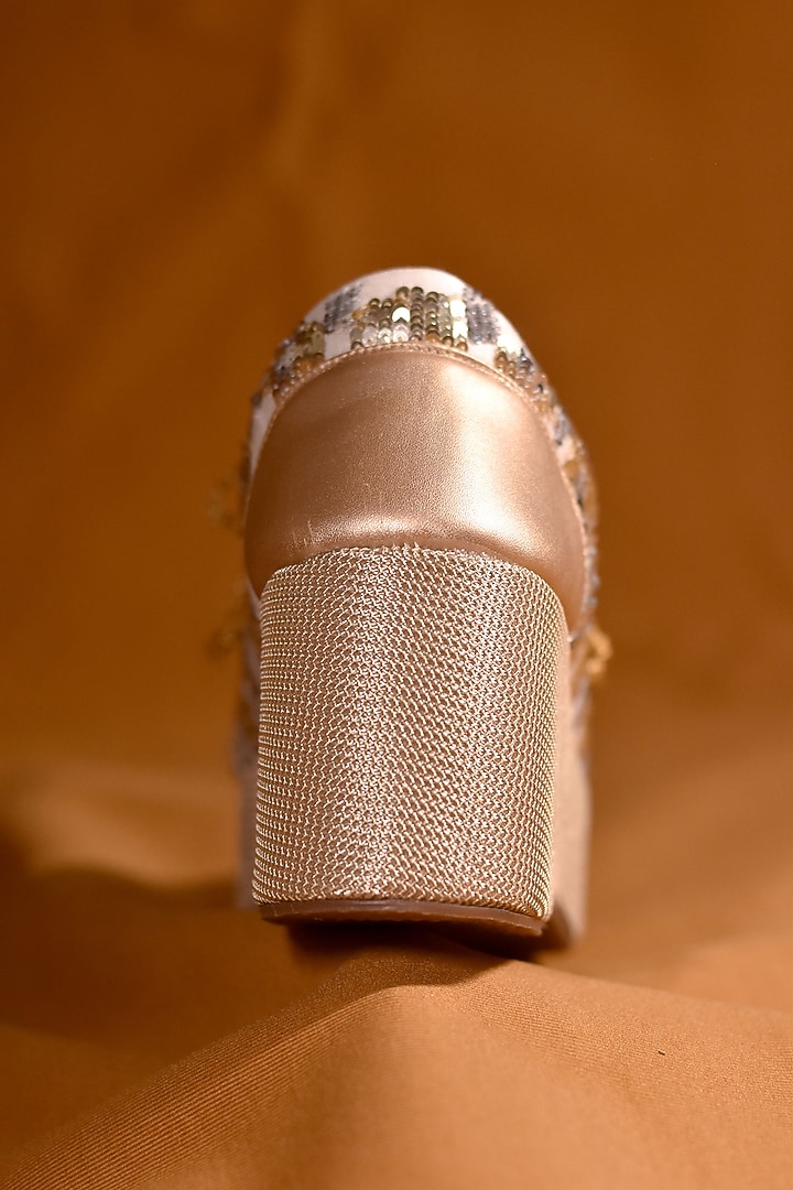 Gold Poly Silk Sequins Embellished Shoes by Around Always at Pernia's Pop Up Shop