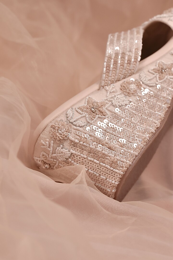 Ivory Poly Silk Sequins Work Wedges by Around Always at Pernia's Pop Up Shop