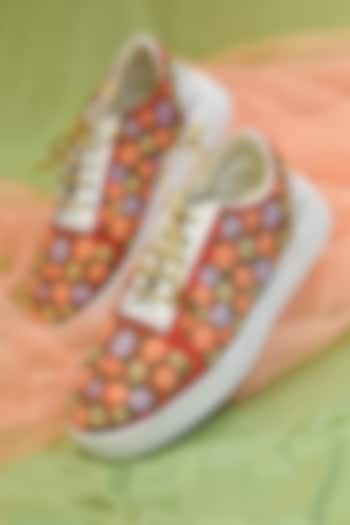 Multi-Colored Poly Silk Embroidered Sneakers by Around Always at Pernia's Pop Up Shop