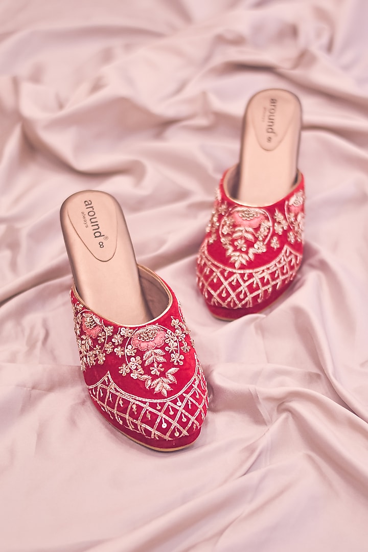 Red embroidered heels fashion