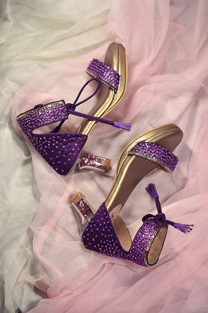 Purple Embroidered Heels by Around Always