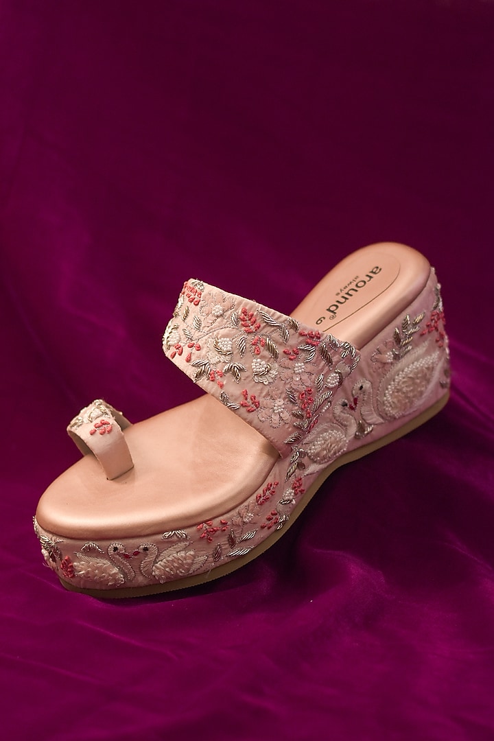 Rose Gold Embroidery Wedges by Around Always