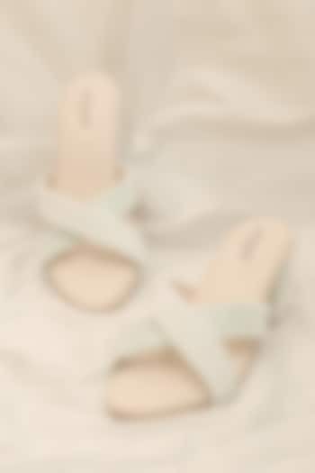 Pastel Green Embroidered Heels by Around Always at Pernia's Pop Up Shop