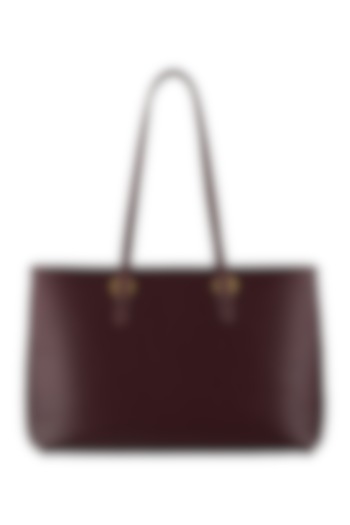 Brown Leather Tote Bag by Aranyani
