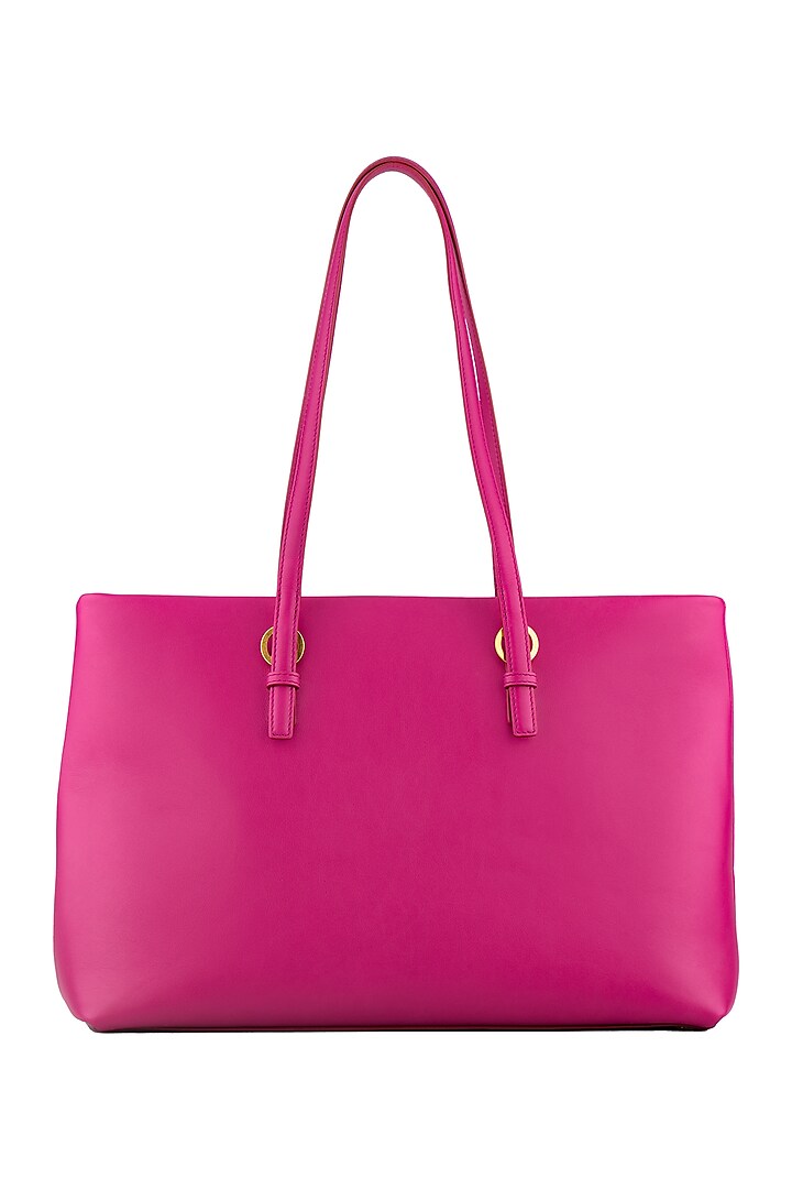 Pink Leather Tote Bag by Aranyani