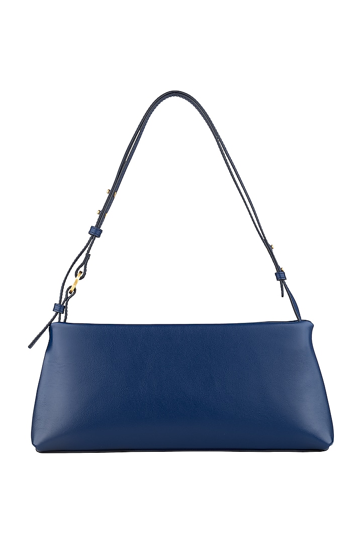 Blue Calf Leather Shoulder Bag by Aranyani
