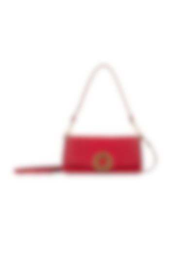 Red Embellished Shoulder Bag by Aranyani