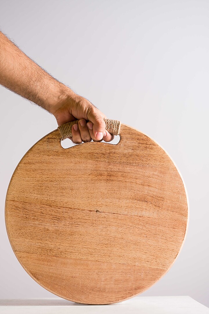 Brown Rounded Chopping Board With Rope Detailing by Araana Home at Pernia's Pop Up Shop