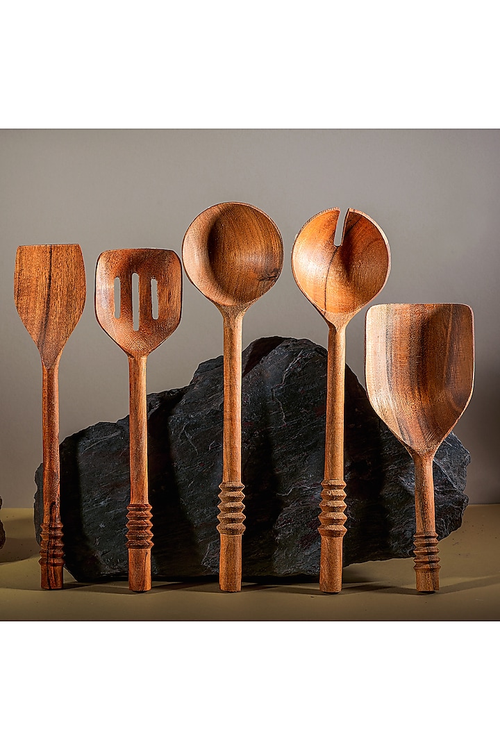 Brown Wood Garoh (Set of 5) by Araana Home