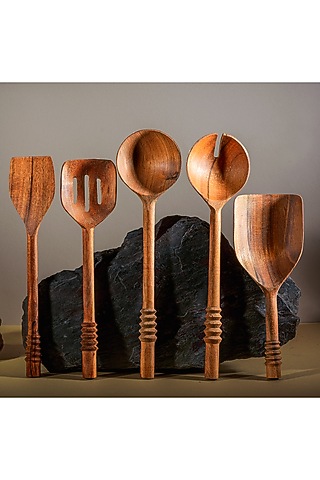Brown Wood Garoh (Set of 5) by Araana Home