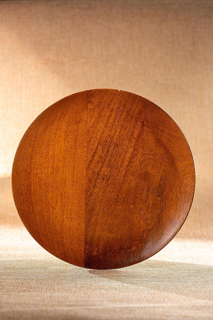 Brown Wood Rounded Plates (Set of 4) by Araana Home at Pernia's Pop Up Shop