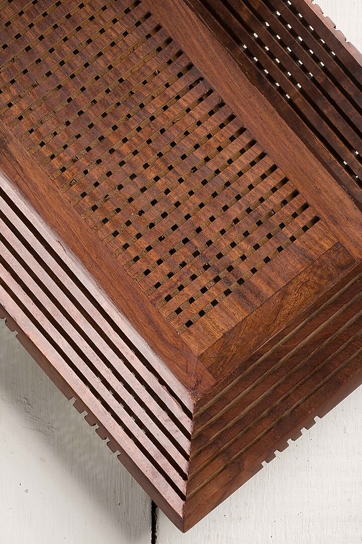 Brown Rectangular Tray With Mesh Design by Araana Home at Pernia's Pop Up Shop