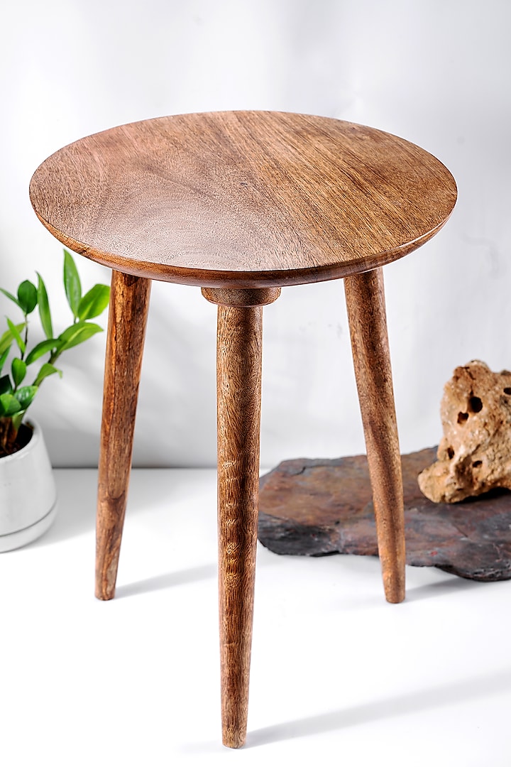 Brown Wooden Stool by Araana Home