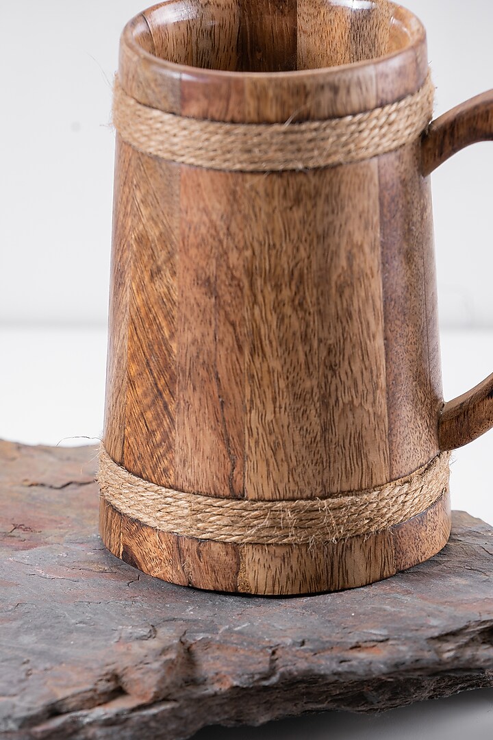 Brown Wooden Beer Mugs (Set of 2) by Araana Home at Pernia's Pop Up Shop