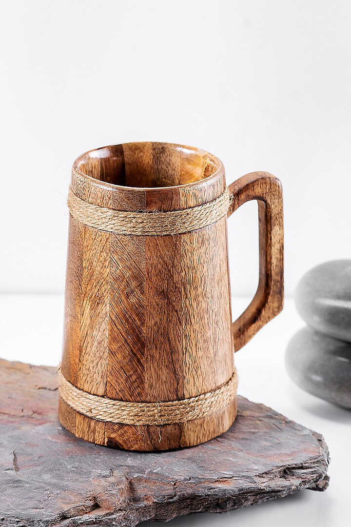 Brown Wooden Beer Mugs (Set of 2) by Araana Home at Pernia's Pop Up Shop