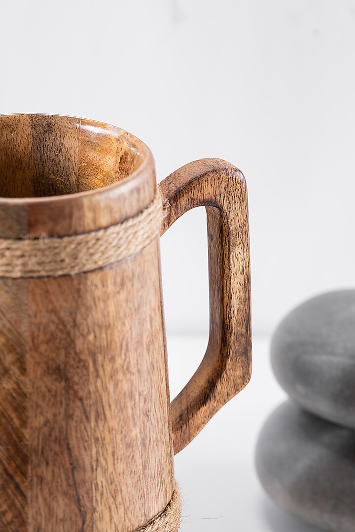 Brown Wooden Beer Mugs (Set of 2) by Araana Home at Pernia's Pop Up Shop