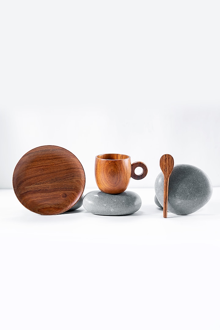 Brown Wooden Tea Set (Set of 6) by Araana Home at Pernia's Pop Up Shop