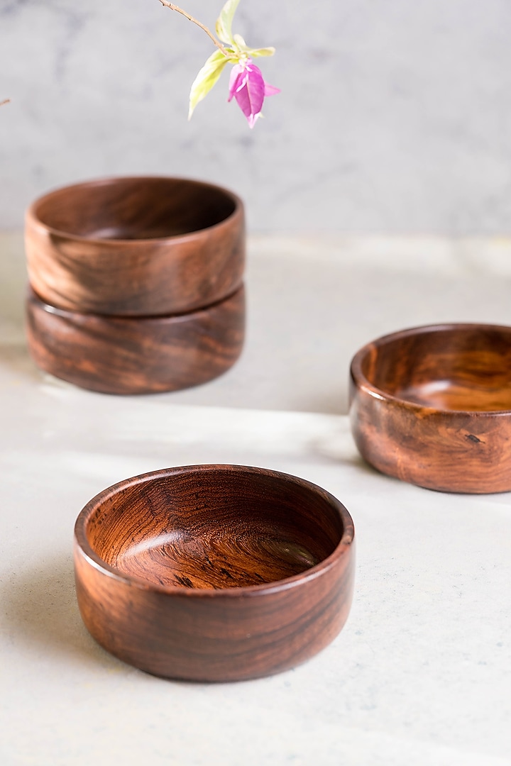 Brown Wooden Bowls (Set of 4) by Araana Home