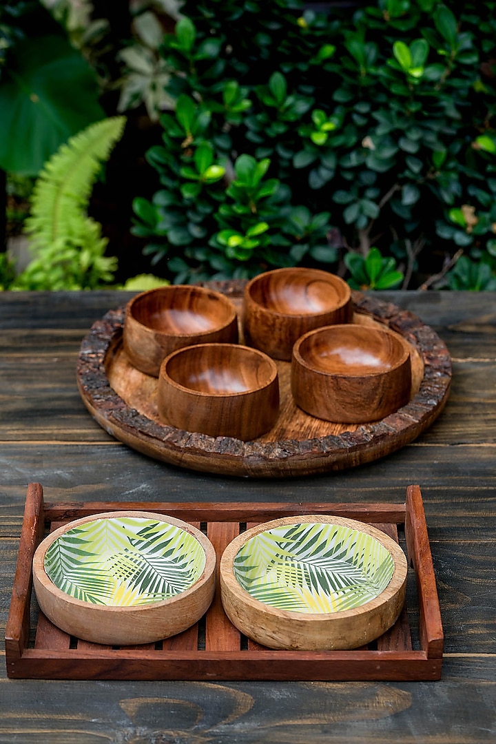 Brown Wooden Bowls (Set of 6) by Araana Home