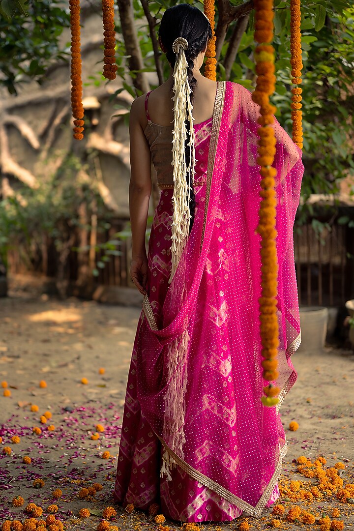 Pink Pure Silk Wedding Lehenga Set by Aradhana & Aparna at Pernia's Pop Up Shop