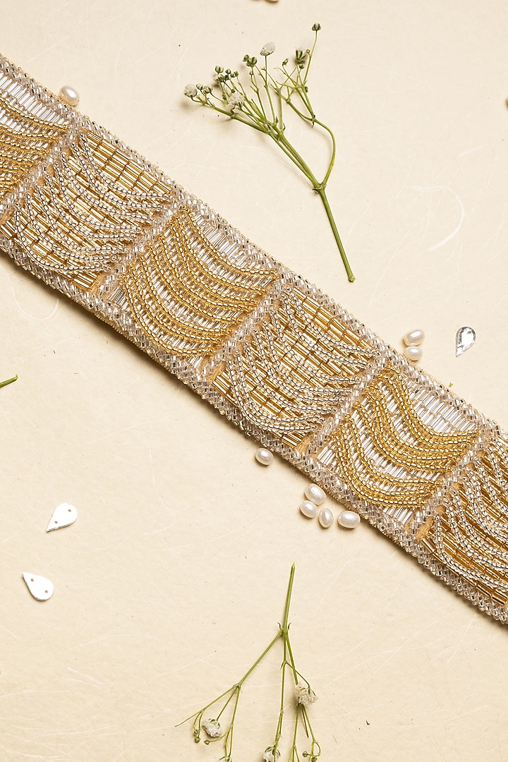 Gold Raw Silk Embellished Belt by Ara Studio at Pernia's Pop Up Shop