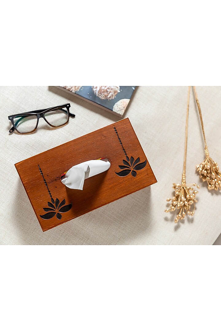 Brown Engineered Wood Tissue Box by Aarav Designs at Pernia's Pop Up Shop