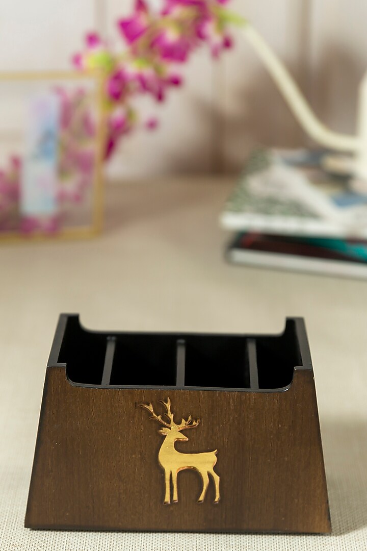 Brown Engineered Wood Remote Holder by Aarav Designs at Pernia's Pop Up Shop
