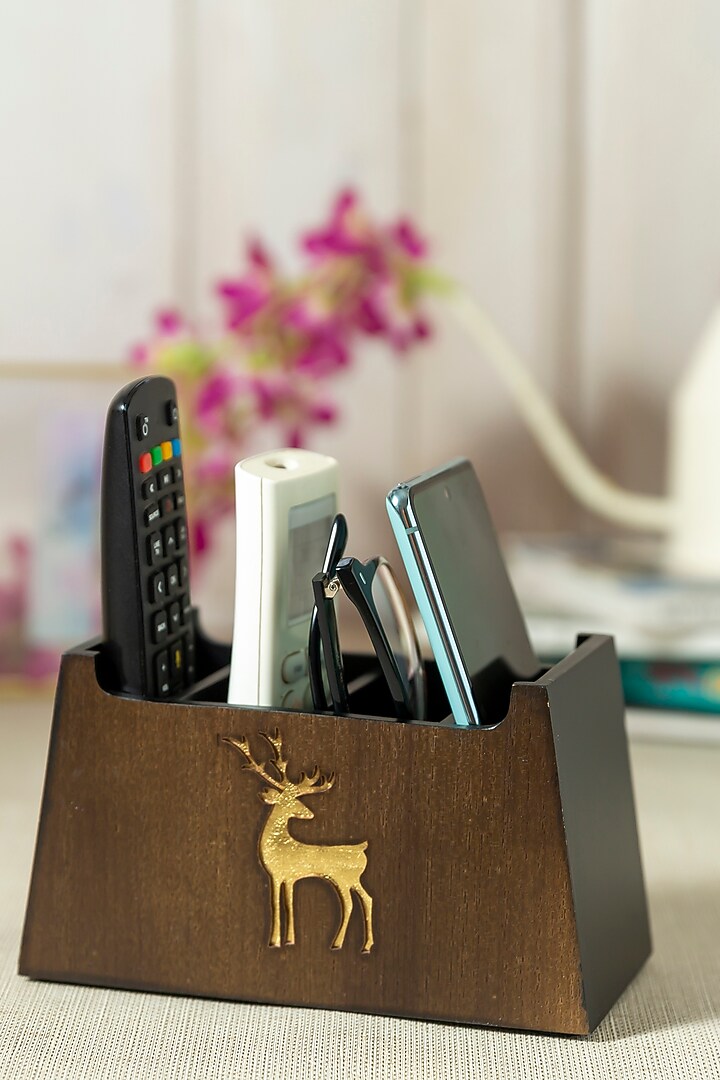 Brown Engineered Wood Remote Holder by Aarav Designs at Pernia's Pop Up Shop