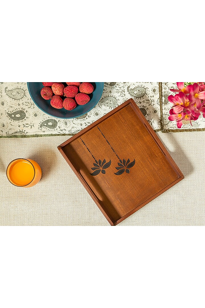 Brown Engineered Wood Tray by Aarav Designs at Pernia's Pop Up Shop