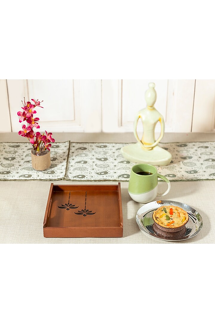 Brown Engineered Wood Tray by Aarav Designs at Pernia's Pop Up Shop