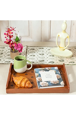 Brown Engineered Woods Tray by Aarav Designs