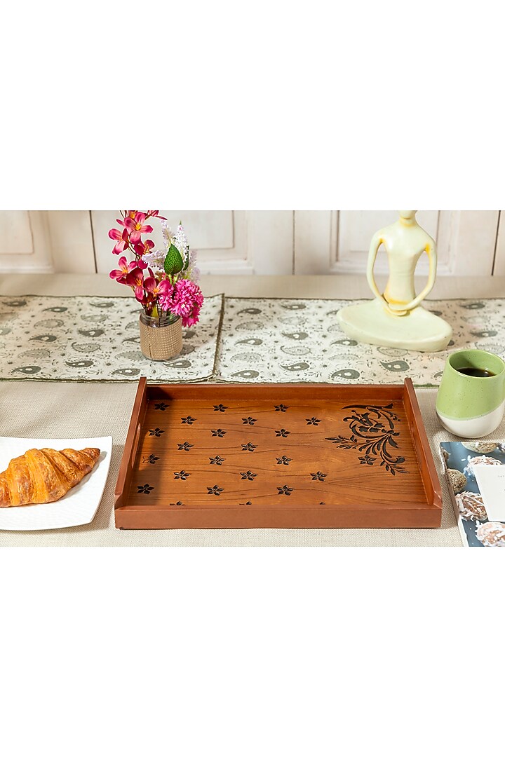 Brown Engineered Woods Tray by Aarav Designs at Pernia's Pop Up Shop
