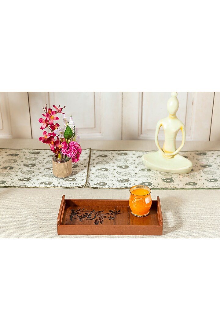 Brown Engineered Woods Tray by Aarav Designs at Pernia's Pop Up Shop