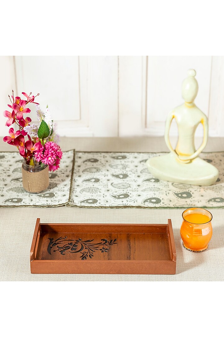 Brown Engineered Woods Tray by Aarav Designs at Pernia's Pop Up Shop
