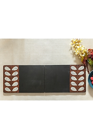 Black Engineer Wood Table Runner by Aarav Designs