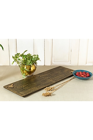 Brown Gold Engineer Wood Table Runner by Aarav Designs