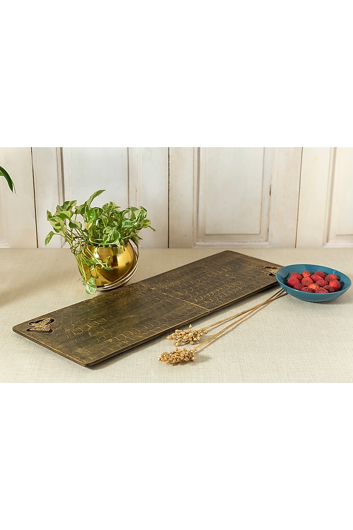 Brown Gold Engineer Wood Table Runner by Aarav Designs at Pernia's Pop Up Shop
