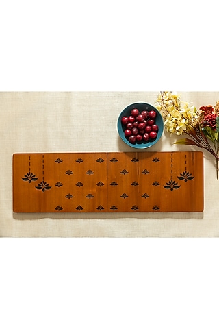 Brown Engineer Wood Table Runner by Aarav Designs