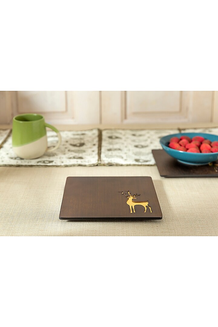 Brown Engineer Wood Trivets by Aarav Designs at Pernia's Pop Up Shop