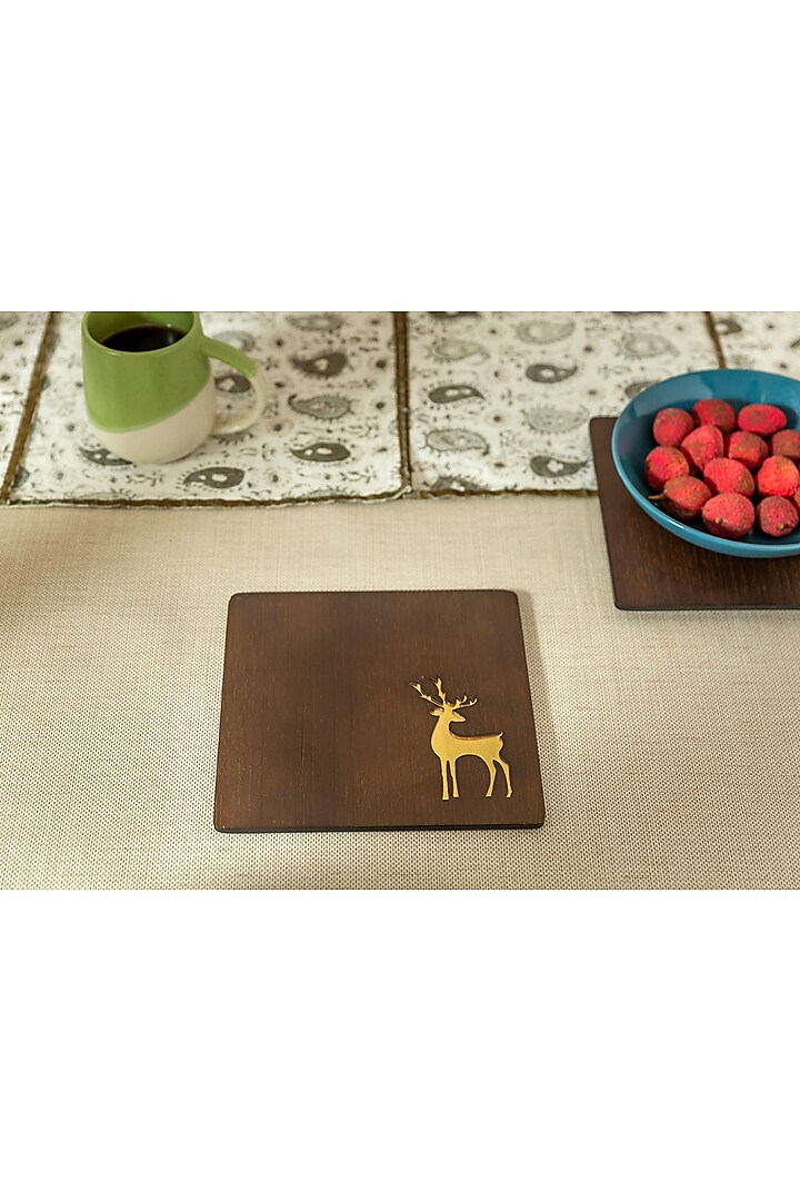 Brown Engineer Wood Trivets by Aarav Designs at Pernia's Pop Up Shop