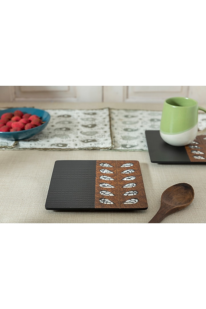 Black & Brown Engineer Wood Trivets by Aarav Designs at Pernia's Pop Up Shop