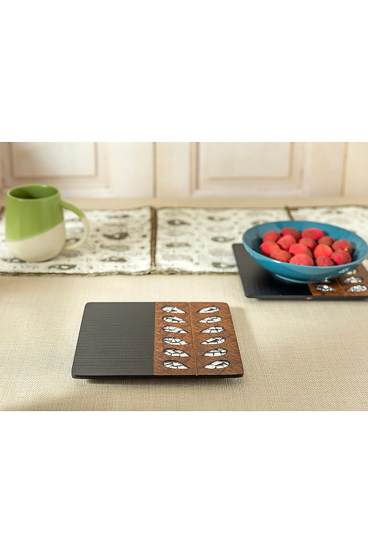 Black & Brown Engineer Wood Trivets by Aarav Designs at Pernia's Pop Up Shop