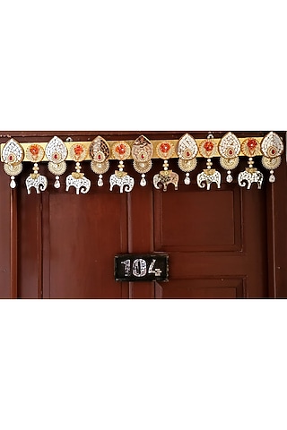 Multi-Colored Engineer Wood Metal & Cloth Flower Toran by Aarav Designs
