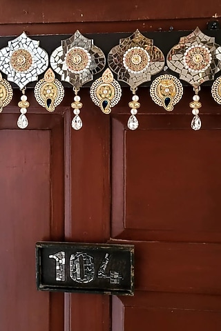 Multi-Colored Engineer Wood & Metal Stone Toran by Aarav Designs