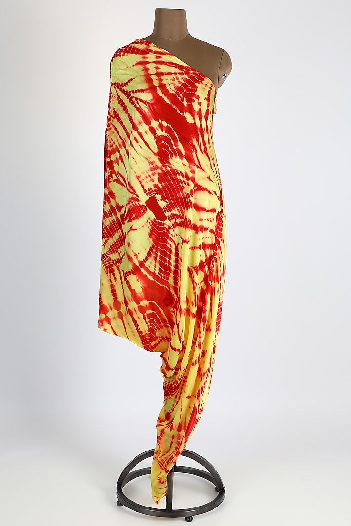Orange & Yellow Tie-Dye Printed Dress by Arab Crab