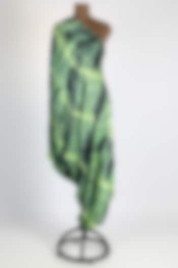 Green Printed Draped Dress by Arab Crab
