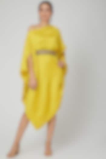 Yellow One Shoulder Belted Dress by Arab Crab